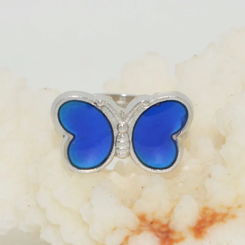 Fashion Colorful Mood Ring Butterfly Shape Color Changing With Temperature Change Feeling Rings
