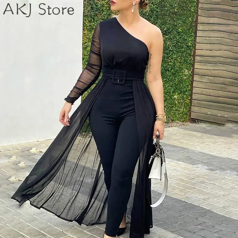 DHgate Womens Elegant Long Sleeve Mesh Skinny Jumpsuits Formal Party Romper Sheer Jumpsuit Womens Rompers Apparel