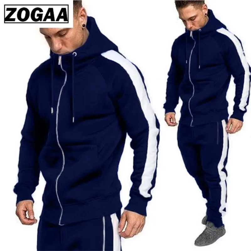Men Tracksuits Outwear Hoodies Zipper Sportwear Sets Male Sweatshirts Cardigan Set Clothing Pants Plus Size S-3XL 211123