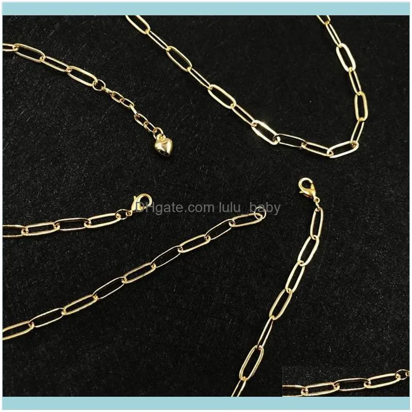 Chains Fashion Women Necklace Copper Plating Solid Color Gold Paperclip Hip Hop Punk Clavicle Chain Party Jewelry Gift1