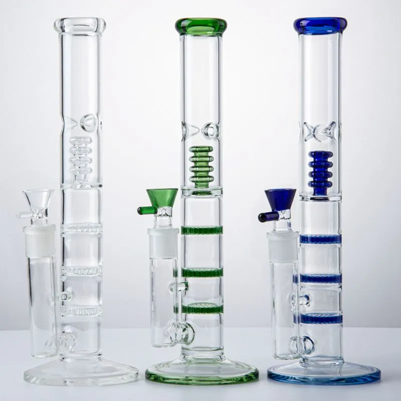 Bong in vetro Unico Triple Beecomb Perc Narghilè Tubi per acqua Birdcage Dab Oil Rigs Occhiali Bong 18mm Giunto femmina con ciotola in vetro HR316