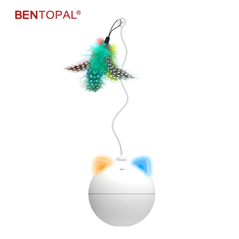 BENTOPAL - Brinquedo Elétrico Interativo para Gatos, Bola de Penas Rolante, Led Colorido, Pet s 211122