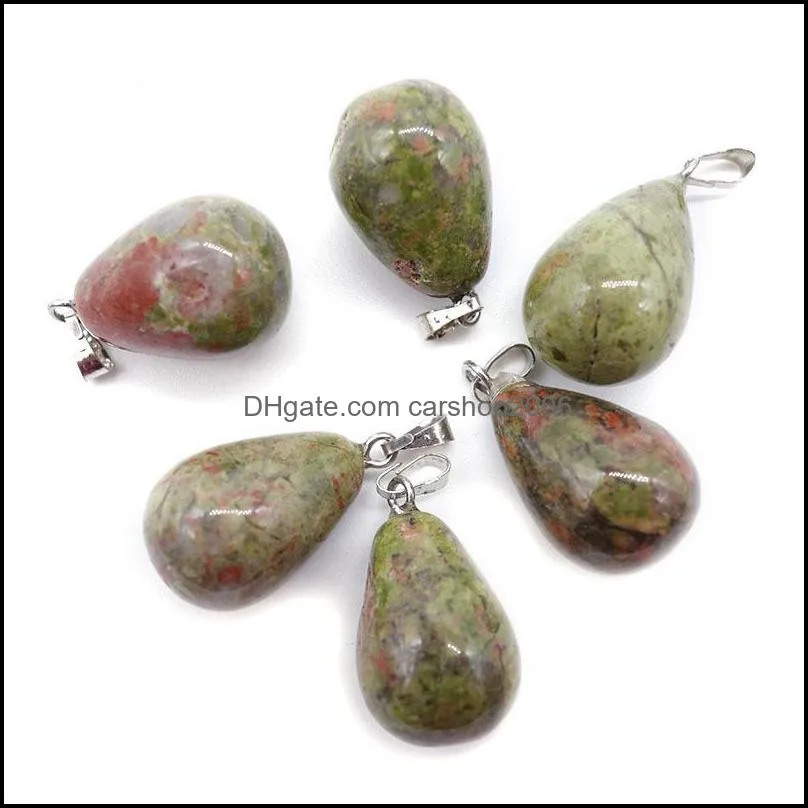 Healing Stone Water Drop Pendants Charms Amethyst Opal Obsidian Chakra Beads High Quality Jewelry Natural Stone Pendants Fit for