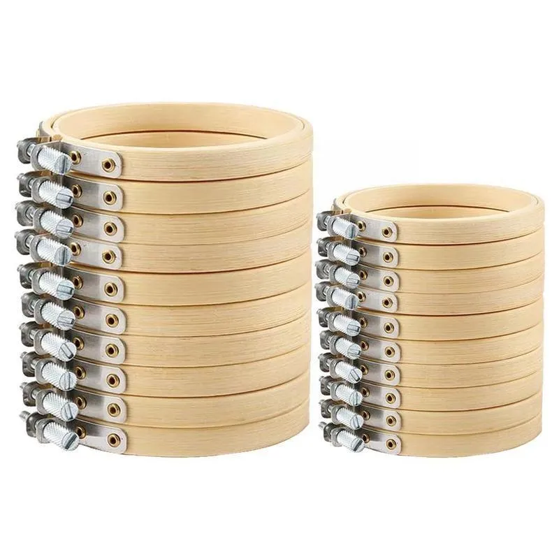 20 stücke 8/10 cm Stickerei Hoops Nähen Vorstellungen Rahmen Set Kunst Handwerk Werkzeug Home Bambus Dekor Diy Runde traditionelle Stit U6u0