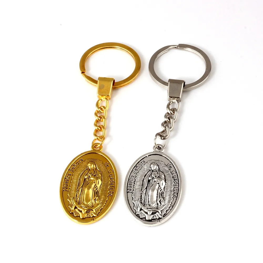 16 pçs / lotes Keychain Nossa Senhora de Guadalupe Divino Nino Yo Reamar Encantos Pingentes Chave Anel Proteção de Viagem DIY Jóias A-552F