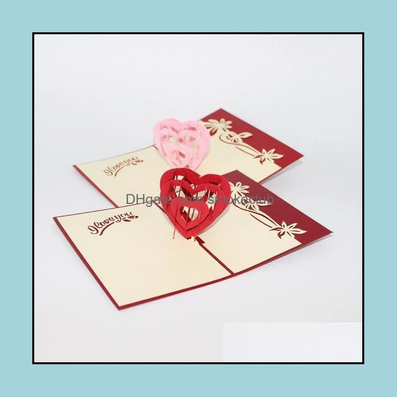 Greeting Cards 3D Popped Up Card Love Romantic Birthday Wedding Aniversary Valentine`s Day Invitations 50N