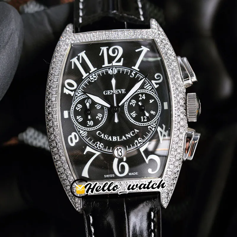 40 mm Mariner 7080 CC AT Montre quartz chronographe pour homme Rouge Chronom tre int rieur Bo tier en acier Lunette diamant Bracelet en cuir Montres