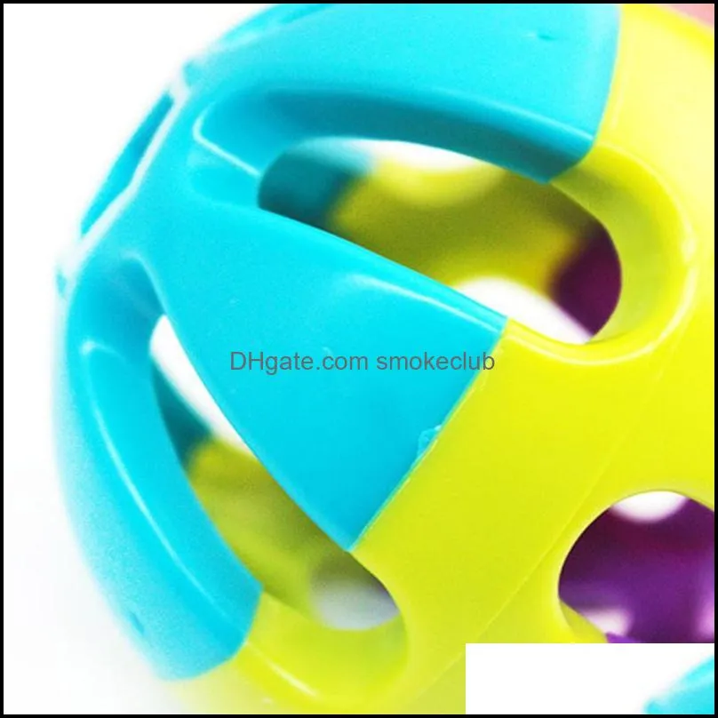 Cat Toys Colorful Plastic Ball Cats Dog Toy With Bell Bite Resistant Supply For Dogs Puppy Kitten