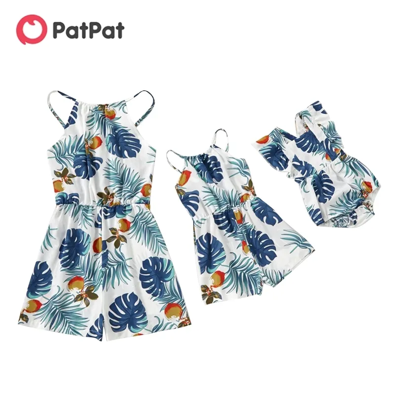 Ankomst Mamma och mig Leaf Print Matching Rompers 210528