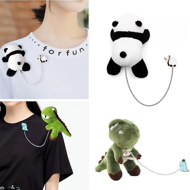 Broches, Broches Broche Pin Mini Peluche Panda Breastpin Animal Jouets Cadeau Pour Filles Famille Amis Sac À Dos Vêtements Sacs (Noir Blanc)