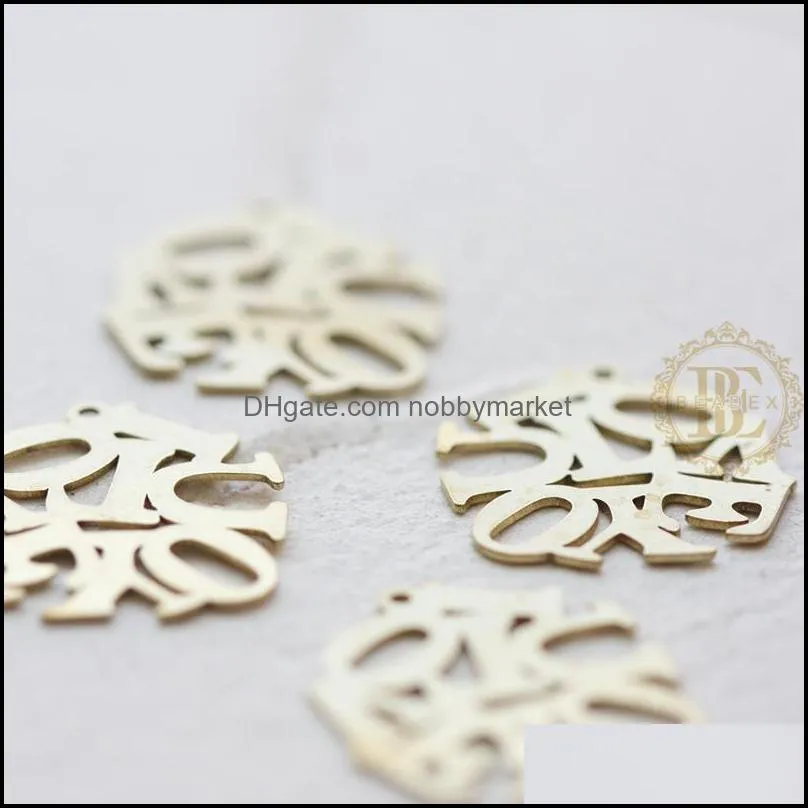 Charms 4 Pieces Solid Raw Brass Letter Charm - 22x20mm (4620C)