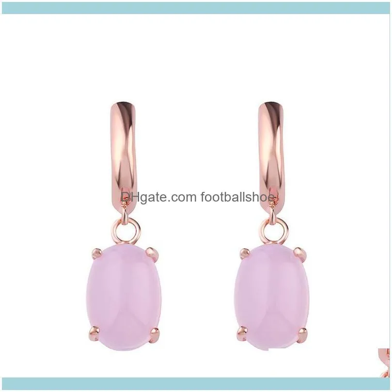 Designers 585 earrings women`s four claw color simple temperament rose gold zircon exquisite Earrings erp12