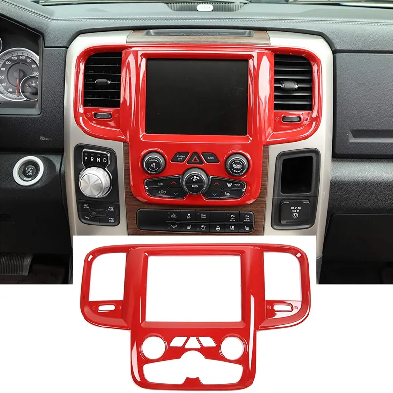 Décoration de panneau de navigation de contrôle central de voiture ABS pour Dodge RAM 1500 11-17 accessoires intérieurs rouge