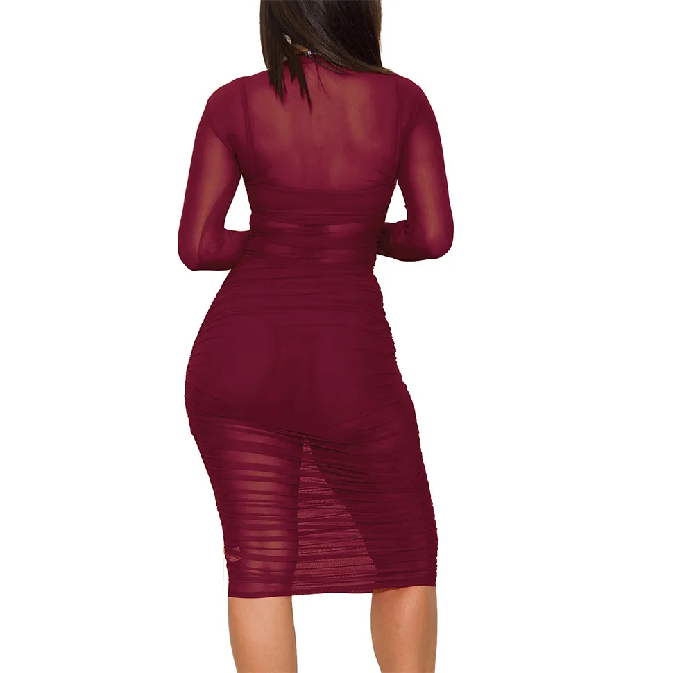 Women Outfit Dresses Sexy Long Sleeve Ruched... From Luote, $18.99 |  DHgate.Com