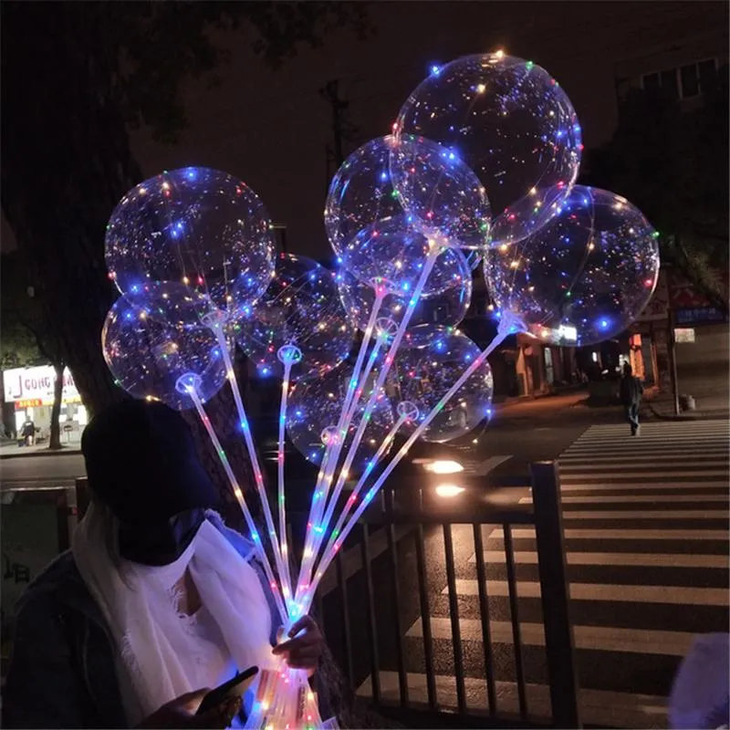 Party Favor New LED Lights Balloons Night Lighting Bobo Ball Multicolor Decoration Balloon Wedding Decorative Bright Lighter With Stick