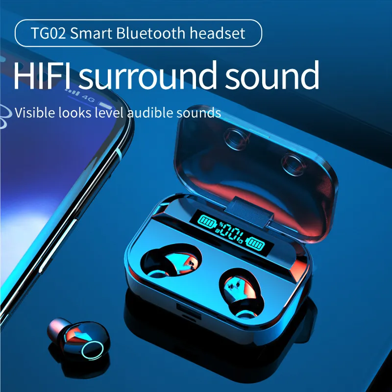 NUOVO TG02 Auricolari per telefoni cellulari Bluetooth da gioco 5.1 Tappi per le orecchie Auricolari Smart TWS in-ear wireless