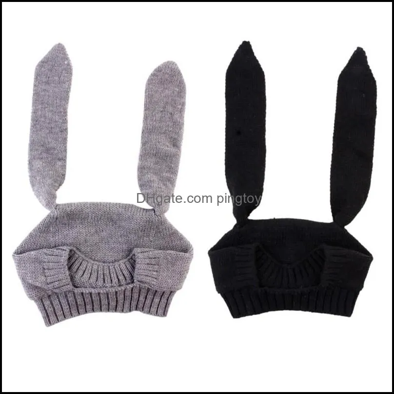 Autumn Toddler Kids Long Ear Rabbit Protection Knitted Wool Caps Winter Warm Baby Boys Girls Hats for 3-10 months Baby 2017