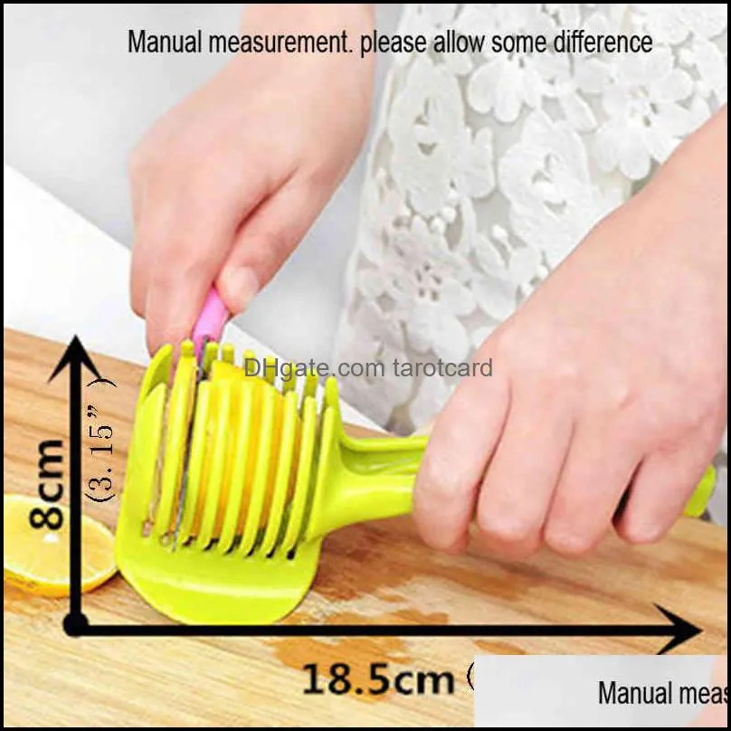 Plastic Slices Tomato Cutter Shredders Fruit Vegetable Tool Onion Lemon Cutting Holder Kitchen Gadgets Cooking Tools ABS Round
