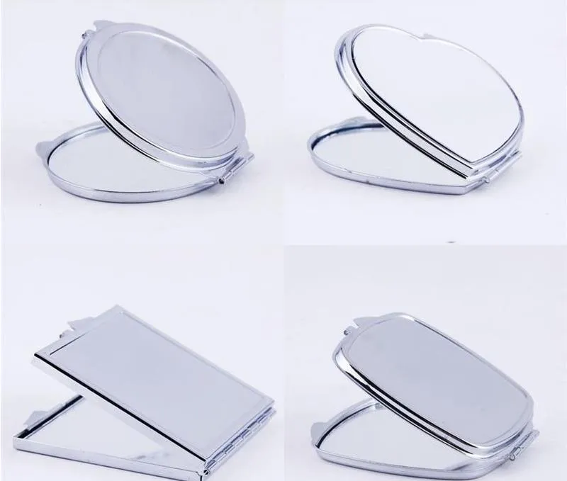 DIY Makeup Mirrors Iron 2 Face Sublimation Blank Plated Aluminum Sheet Girl Gift Cosmetic Compact Mirror Portable Decoration SN2647