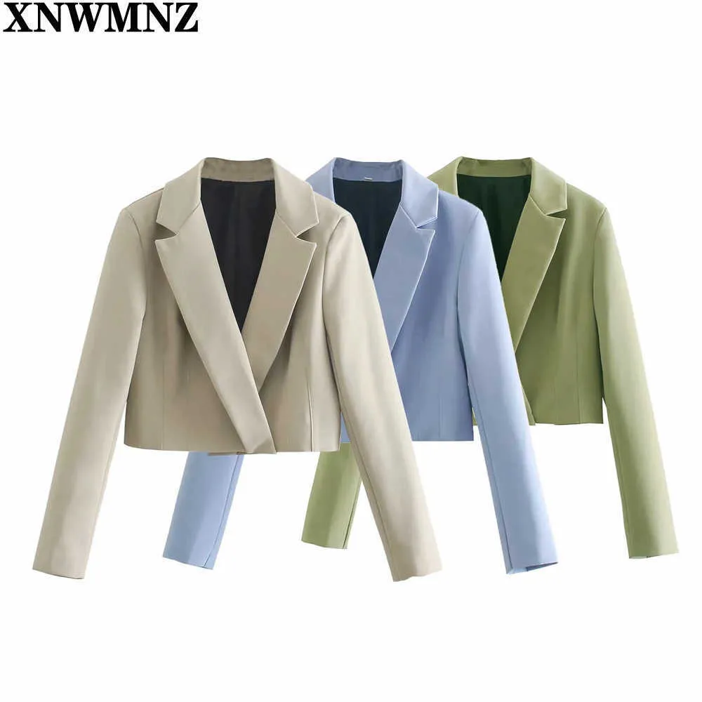 XNWMNZ Za 2021 2 pièces ensembles femmes mode bureau recadrée blazers vestes et mini jupes haute taille fourche fendue latérale femmes ensembles x0721