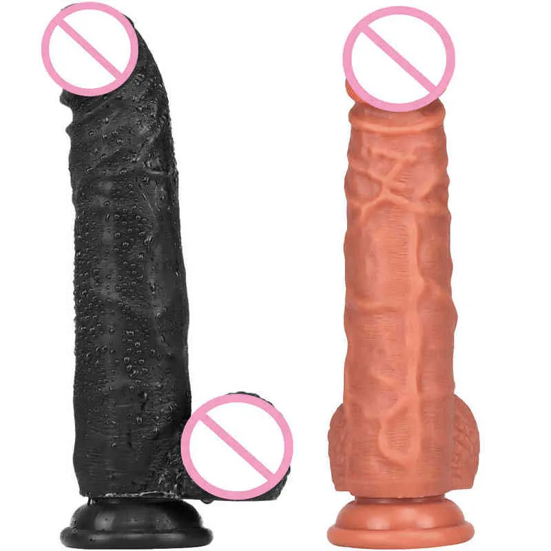 NXY DILDOS ANAL Zabawki Dwuwarstwowa Płyn Silikonowy Miękki i gruby Ogiery Penis Symulacja żeński Dildo Dorosłych Produkty Seksowe JJ 0225