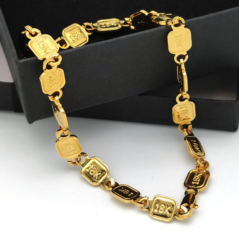 Link 18 k Stamp Solid Gold AUTHENTIC FINISH Bracelet Jewllery Foot Beach Size Freedom connect DIY Specific character