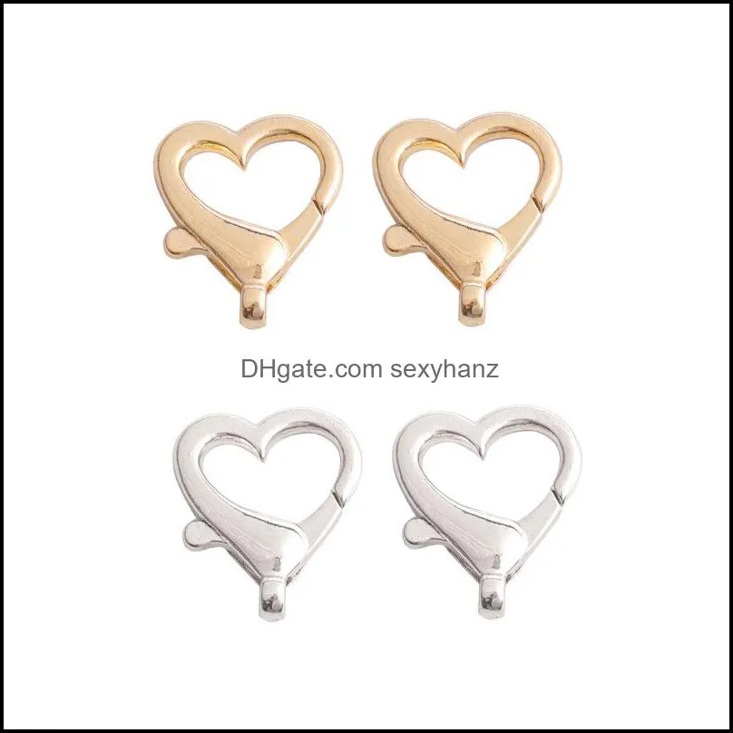 10pcs/lot Alloy Heart Shape Lobster Clasp Key Chain Split Hooks For DIY Jewelry Making Necklace Bracelet Connector Accessory 1182 Q2