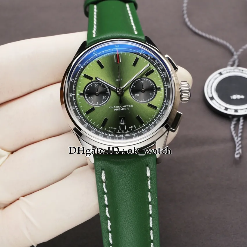 J5 Nova Premier B01 AB0118A118A11L1X1 Mens Assista Ásia-7750 Automático 42mm VERDE DIAL DE CARRO DE CARRO DE CASAS DE AÇO GENTS SPORT Watches 4 cores