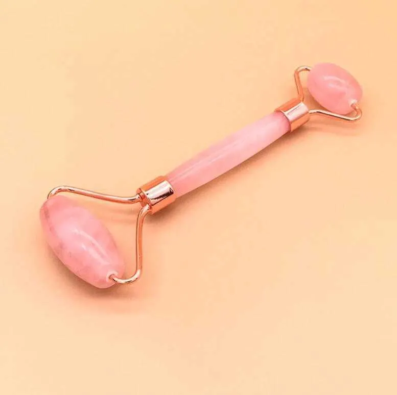 Pink Quartz Facial Relaxation Slimming Tool/rose quartz Roller Massager For Face jade massage stone Double Head Massage Roller