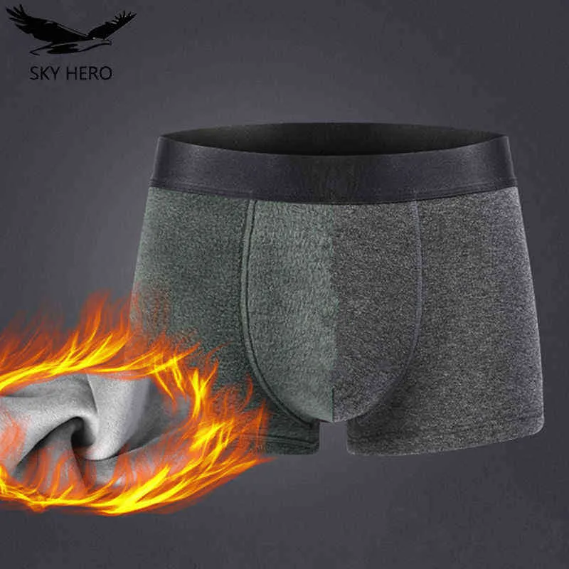 2 pçs / lote roupa interior térmica para homens boxers cueca quente homem calcinha quente calções de lã homme calças deslizamento fundo masculino macho h1214