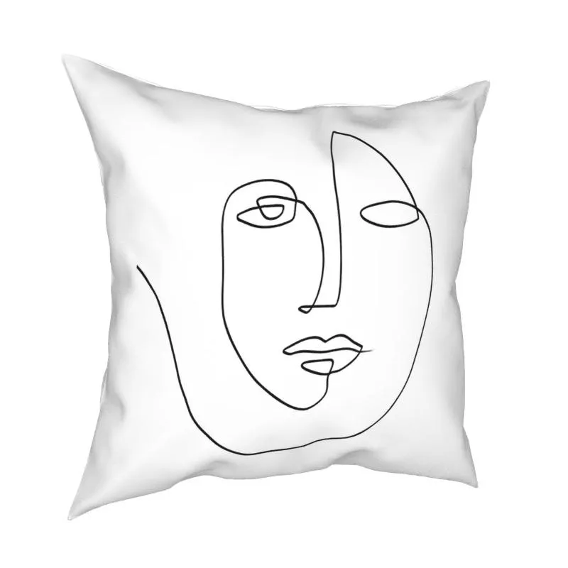 Abstraktes Gesicht One Line Art Kissenbezug Home Dekorativer Kissenbezug Wurfkissen für Wohnzimmer Doppelseitiger Druck Einzigartiges Kissen/Decora