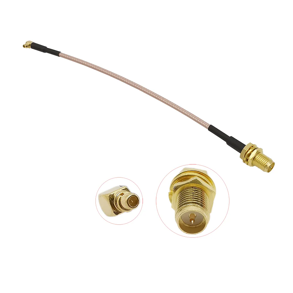 Partihandel BNC-kontakt höger vinkel mmcxmaletrma Femaleconnector RG178 Koaxialkabel Pigtail MMCX-kontakt till RP SMA Jack FPV-antenn 7cm