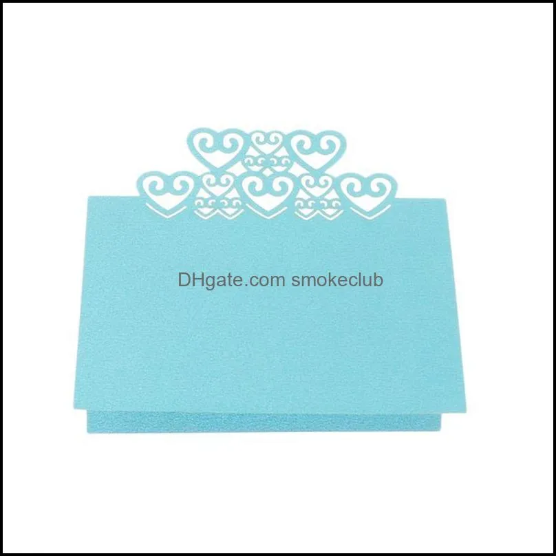 Greeting Cards 50pcs Hollow Place Heart Shaped Name Table Reception For Wedding Banquet (White)