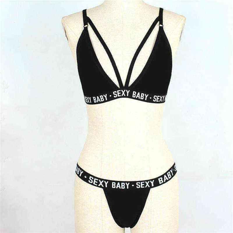 Nxy Sexy Set New Womens Sports Underwear Girl Bandage Corset Letter Push  Bra Thong Panties Bikini Backless 0211 From 13,93 €