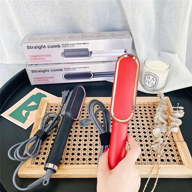 PH680 Temperture Control Hair Straightener Anti-Scalding 2 i 1 Curling Rak dubbla ändamål elektrisk kam negativa jon lata rätare DHL