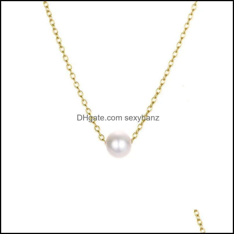 Imitation Pearl Invisible Transparent Thin Line Simple Choker Necklace Women Jewelry