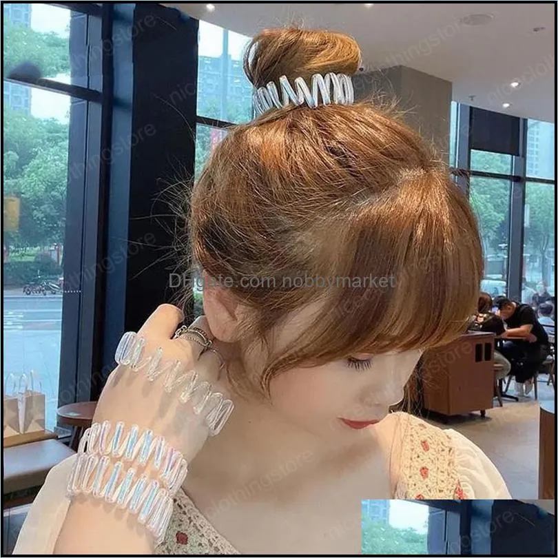 Simple Transparent Telephone Line Hair Ring Women New Fashion Wide-brimmed Hair Ropes Waterproof Ponytail Holder Hair Scrunchie