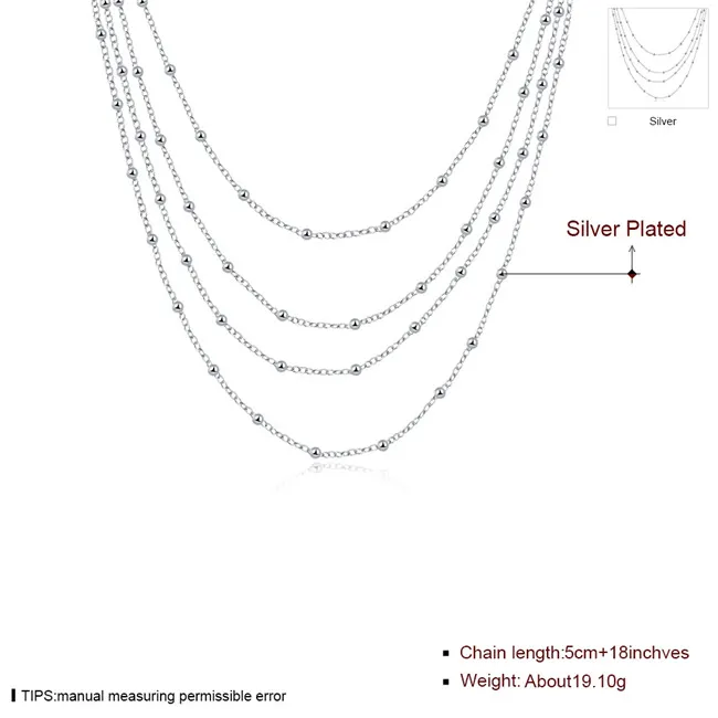 Women's Sterling Silver Plated Four Layers of Light Bead Tennis necklace GSSN751 fashion lovely 925 silver plate jewelry Grad3214