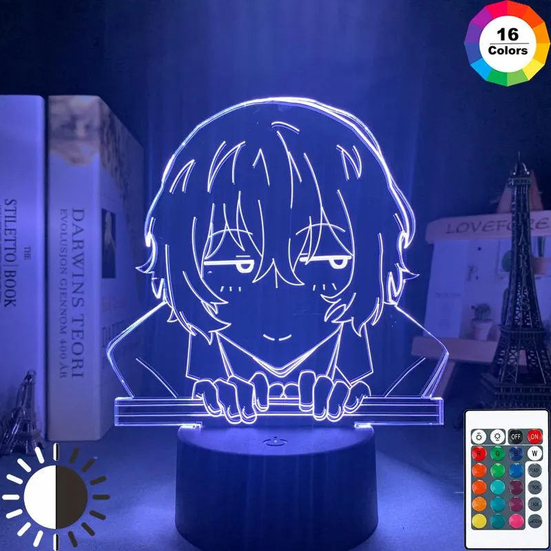 Luci notturne Bungo Cani Randagi Osamu Dazai Lampada Per La Decorazione Della Stanza Amico Regalo Di Compleanno Gadget Nakahara Chuya Luce Anime Neon