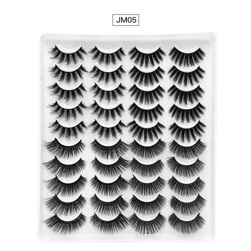 Soft Light Épais 20 Paires Faux Cils Extensions Set Curly Crisscross Réutilisable À La Main 3D Faux Cils Accessoire De Maquillage Pour Les Yeux Avec Emballage Rose 10 Modèles DHL