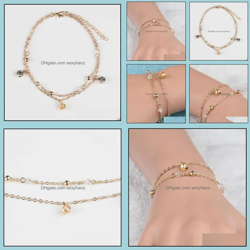 Charm Bracelets Round Bead Crystal Zircon Multi- Combination Bracelet Beautiful Woman Boutique Fashion Trend Jewelry Gift Wholesale