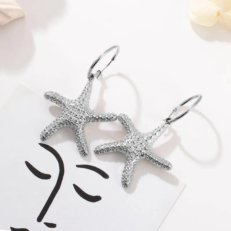 Dangle & Chandelier Fashion Bohemian Silver Color Drop Earrings For Women Geometric Summer Ocean Beach Starfish Metel 2022 Jewelry Gifts