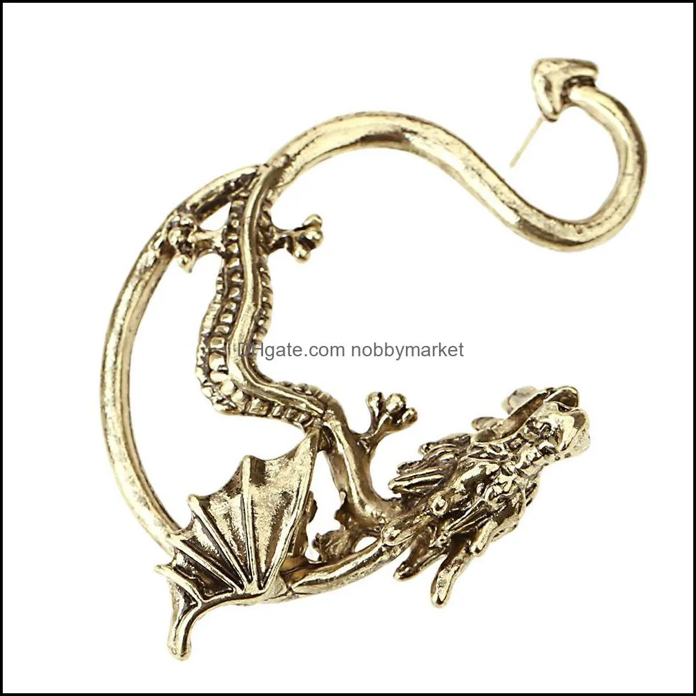 Vintage Gothic Personalized Dragon Ear Cuff For Women Punk Retro Clip on Earrings Fashion Jewelry Gift in Bulk