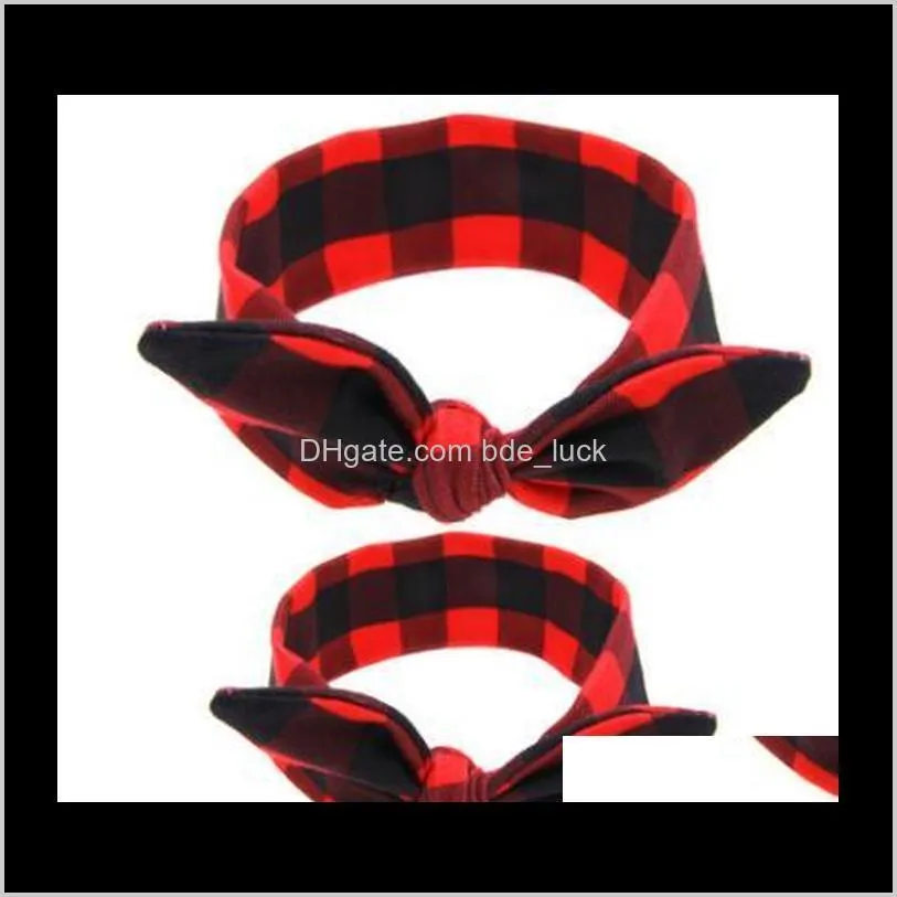 2Pc/Set Mother And Children Girl Ears Headband Plaid Bow Hairband Turban Knot Headwrap mom and me Hair Band Accessories