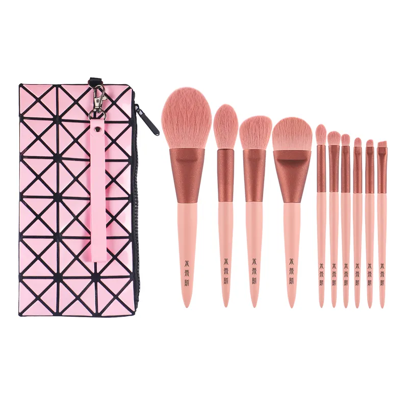 Chichodo Morandi Pink Makeup Brushes Set - 10st - Ultra-Soft Synthetic Hair Beauty Cosmetcis Brushes Kit