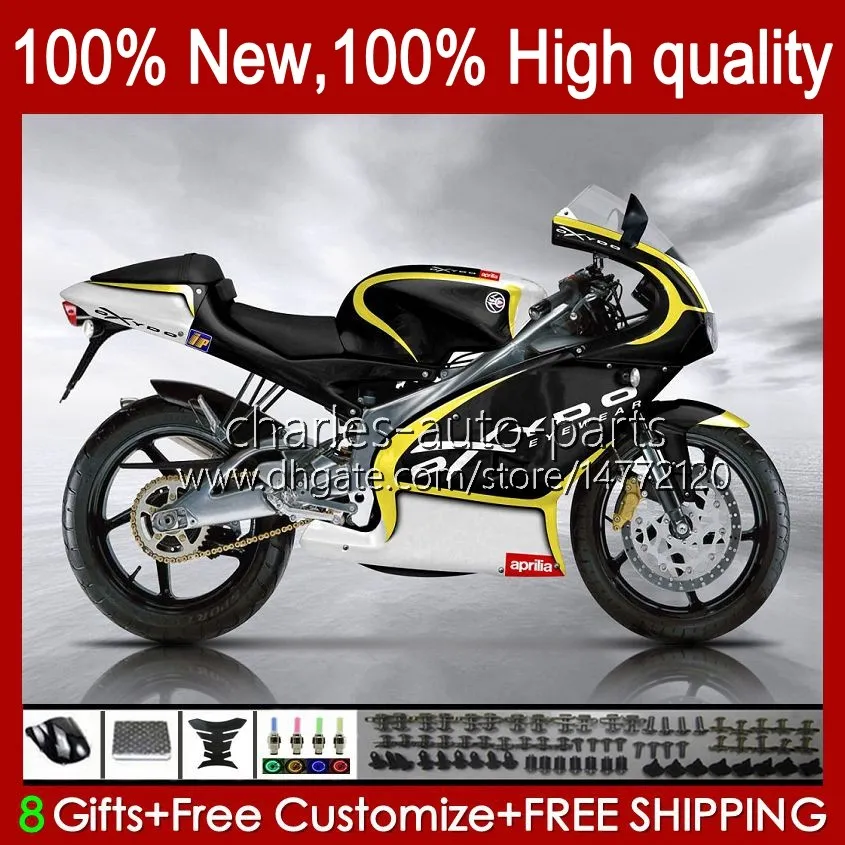 Kit de corpo para Aprilia RSV125RR RSV RS 125 R $ 125RR 99-05 36NO.9 RS-125 RS4 RSV125 RS125 99 00 01 02 03 04 05 RSV-125 1999 2000 2001 2002 2003 2005 2005 Amarelo Black