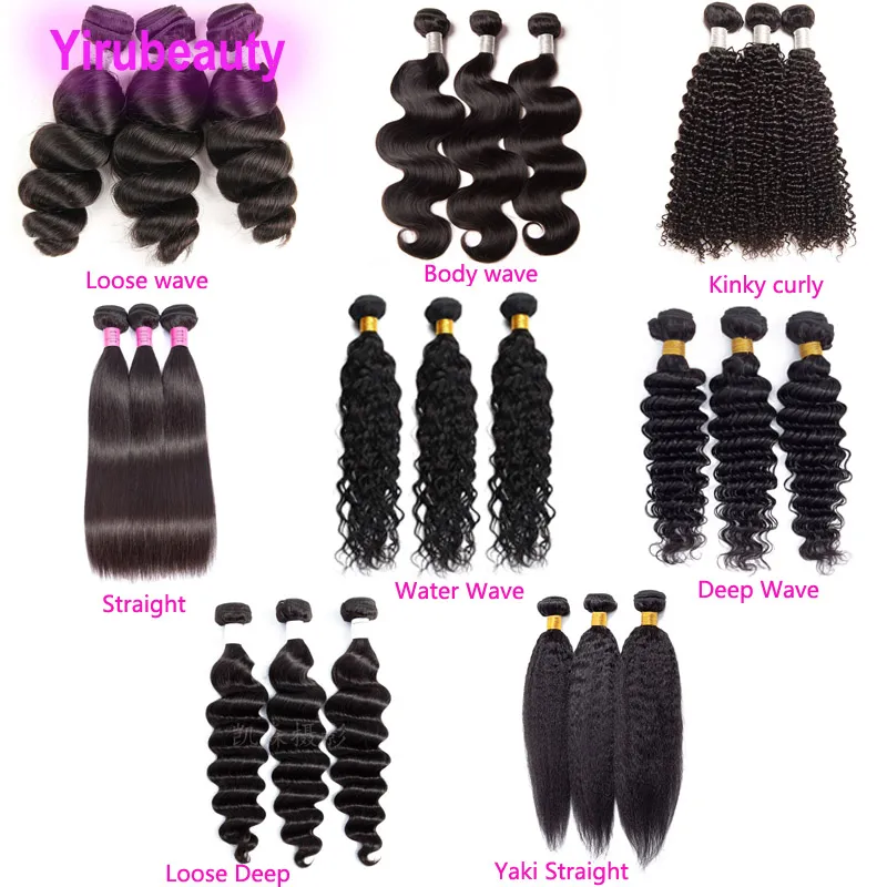 Malaysian 100% Human Hair Products 3pcs Bundles Silky Straight Driè 8-30 pollici DEEP Curly Wave Remy Weaves