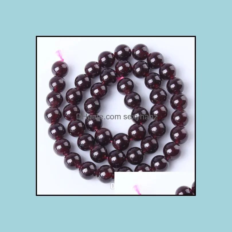 Necklace Bracelets Garnet Loose Beads DIY Jewelry 3 Size 4mm 6mm 8mm Natural Round Women Reiki Chakra Amulet Jewelry Accessories maya