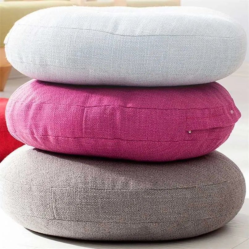 40-70cm Round Cushion Linne Bomull Sittkudde Tjock Tvättbar Meditation Mat Modern Soffa Pillow Tatami Stol Back 211203