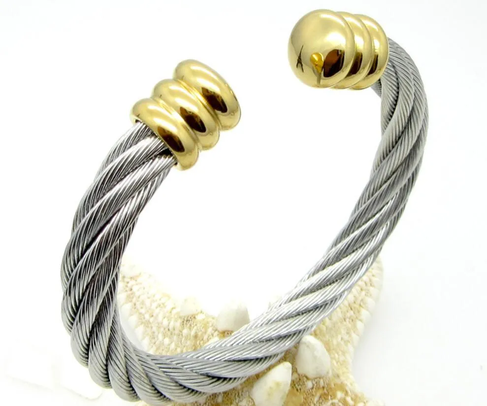 Bracelet Manchette En Acier Inoxydable Torsadé - Homme/Femme Réglable - Neuf Avec Défauts
